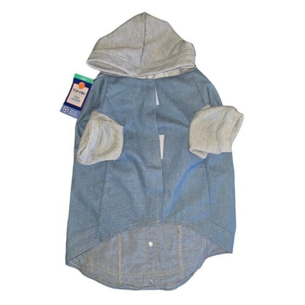 Top Paw Dog Hoodie Size Large Denim Jacket With Nature Patches - Picture 2 of 5